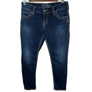 Silver Jeans Y2K Suki Skinny Jeans Women Dark Wash Mid Rise Size 10 Petite Short